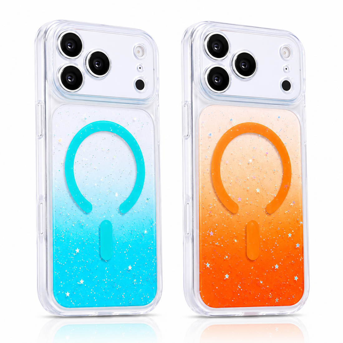 Coque iPhone 17 Pro Max magnétique dégradée époxy Bleu et Orange – vue principale