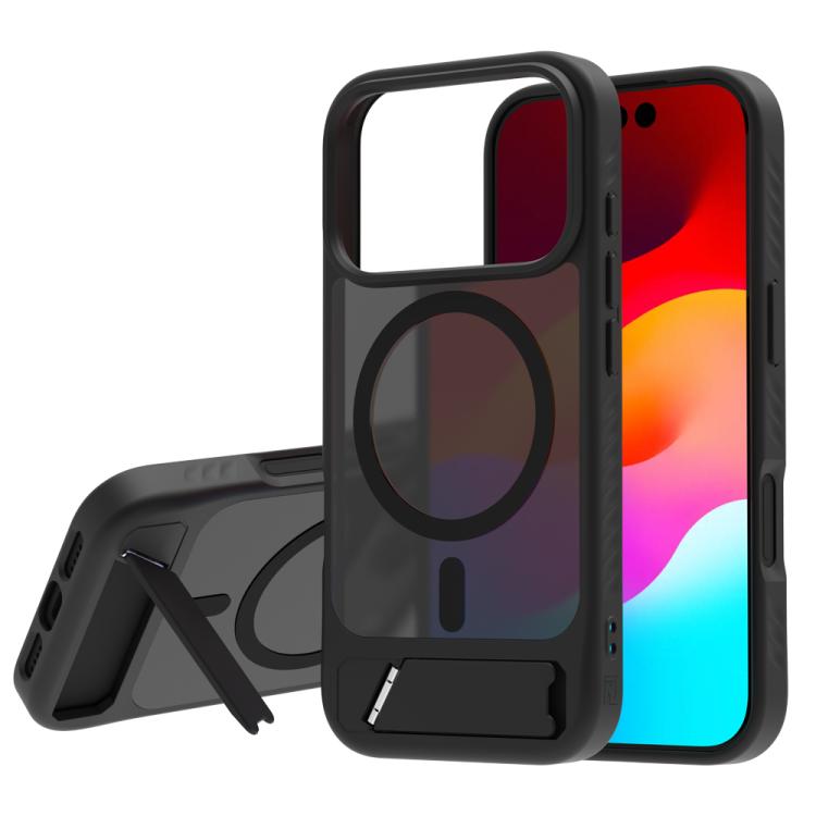Coque iPhone 17 Pro Max magnétique noire avec support intégré, vue principale