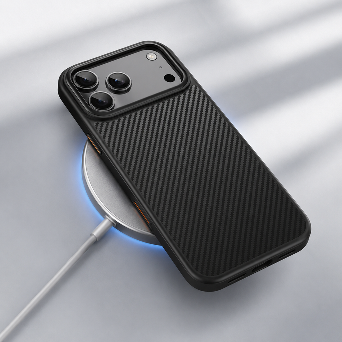 Coque iPhone 17 Pro Max MagSafe Fibre Carbone Anti-Choc – Noir