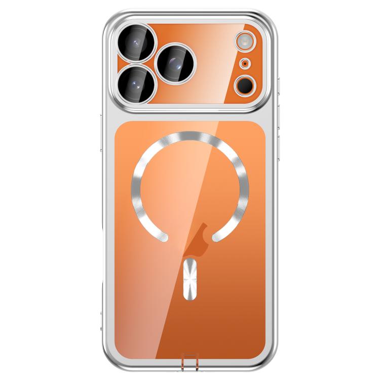 Coque iPhone 17 Pro Max MagSafe TPU argent avec protection caméra et cache anti-poussière