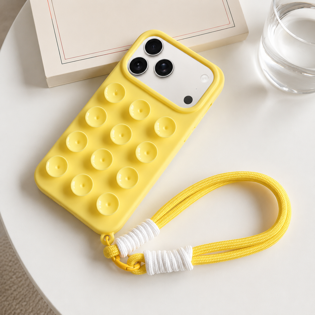 Coque iPhone 17 Pro à ventouses avec cordon jaune