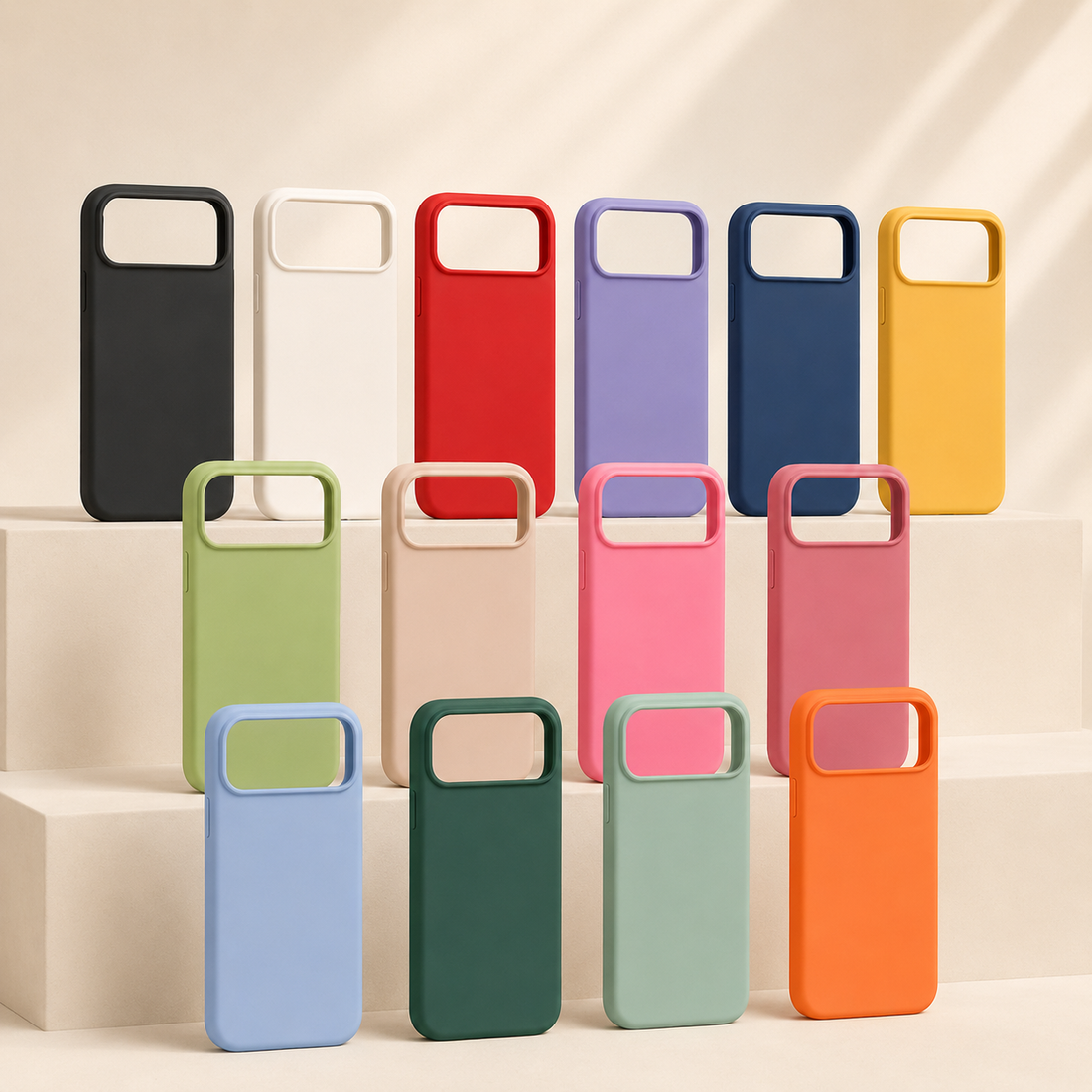 Coque iPhone 17 Pro silicone anti-choc disponible en 14 couleurs