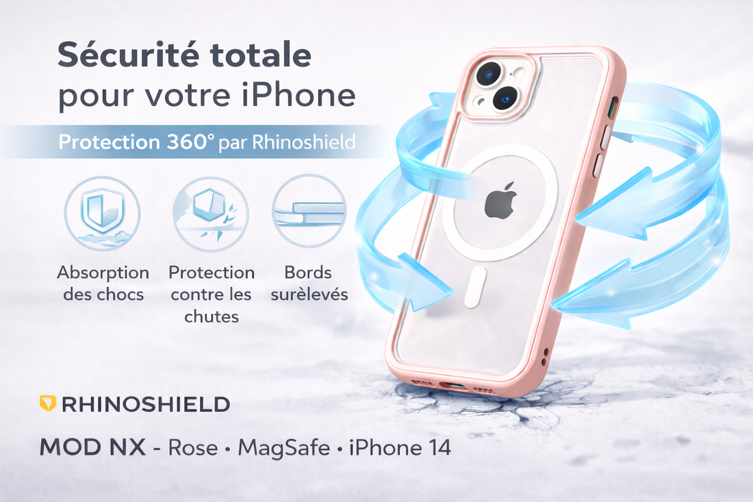 Coque modulaire MOD NX rose compatible MagSafe pour Apple iPhone 14 avec sécurité totale et protection 360°
