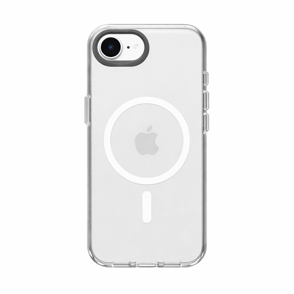 Coque RhinoShield Clear compatible MagSafe pour iPhone 17e, produit seul sur fond blanc