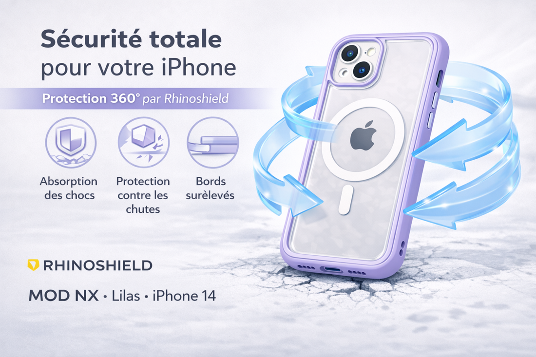 coque rhinoshield iphone 14 lilas protection 360 absorption chocs