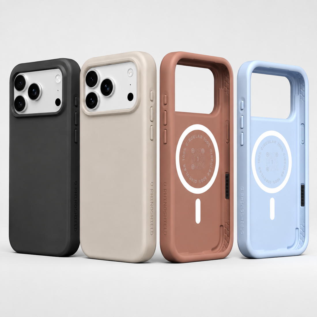 Coques RhinoShield SolidX MagSafe iPhone 17 Pro Max – Noir Classic, Beige Coquillage, Argile Rose et Bleu Glacier