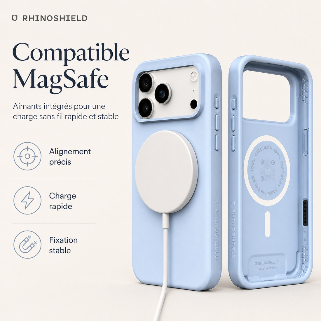 Coque RhinoShield SolidX MagSafe pour iPhone 17 Pro Max Bleu Glacier compatible recharge magnétique
