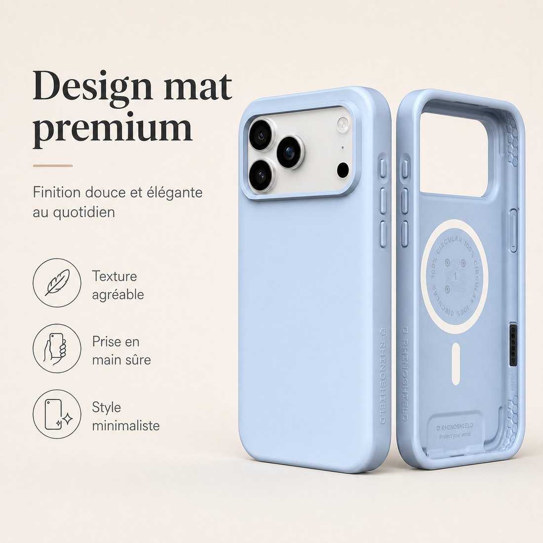 Coque RhinoShield SolidX MagSafe pour iPhone 17 Pro Max Bleu Glacier avec finition mate premium
