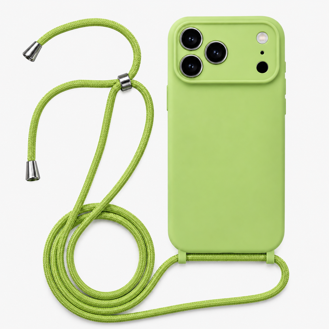 Coque silicone iPhone 17 Pro Max avec cordon vert