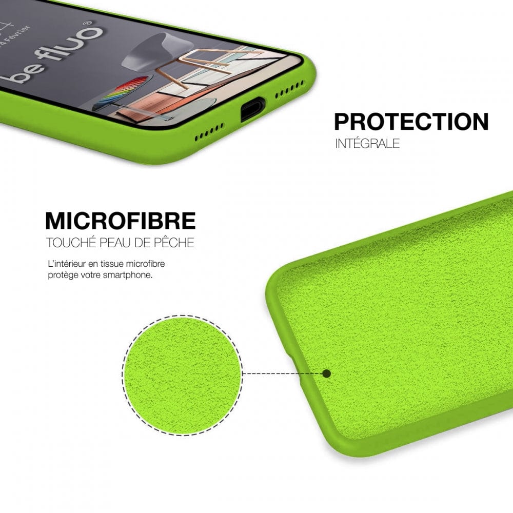a close up of a green cell phone 