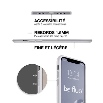 Coque Silicone BeColor Fine et Légère pour iPhone 14 Pro , Intérieur Microfibre - Blanc
