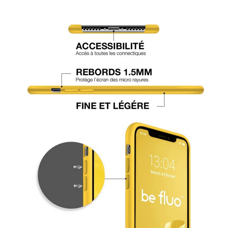 Coque Silicone BeColor Fine et Légère pour iPhone 14 Pro , Intérieur Microfibre - Jaune