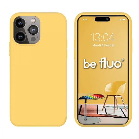 Coque Silicone BeColor Fine et Légère pour iPhone 14 Pro Max , Intérieur Microfibre - Jaune - ABYTONPHONE