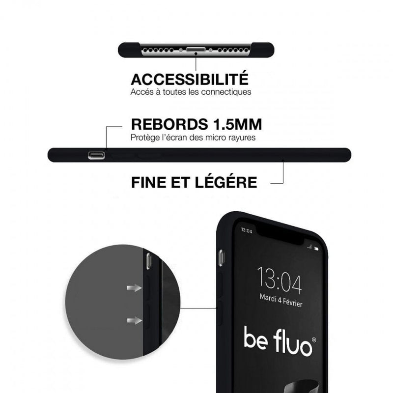 Coque Silicone BeColor Fine et Légère pour iPhone 14 Pro Max, Intérieur Microfibre - Noir