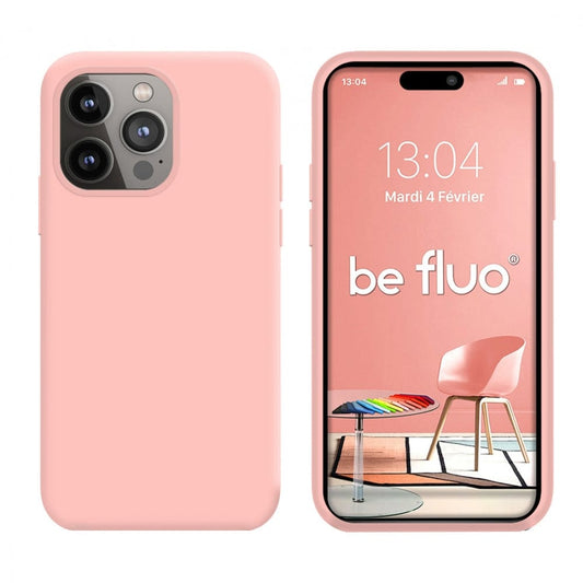 Coque Silicone BeColor Fine et Légère pour iPhone 14 Pro Max, Intérieur Microfibre - Rose clair - ABYTONPHONE