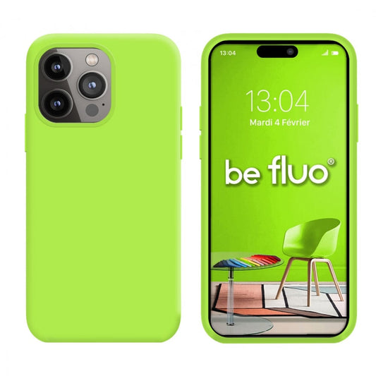 Coque Silicone BeColor Fine et Légère pour iPhone 14 Pro Max, Intérieur Microfibre - Vert pomme - ABYTONPHONE