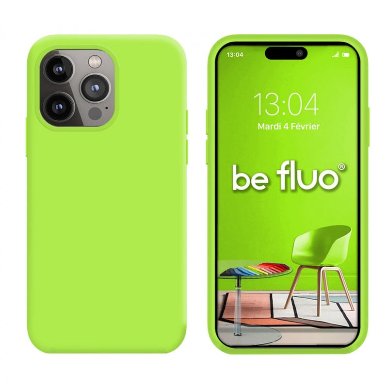 Coque Silicone BeColor Fine et Légère pour iPhone 14 Pro, Intérieur Microfibre - Vert pomme