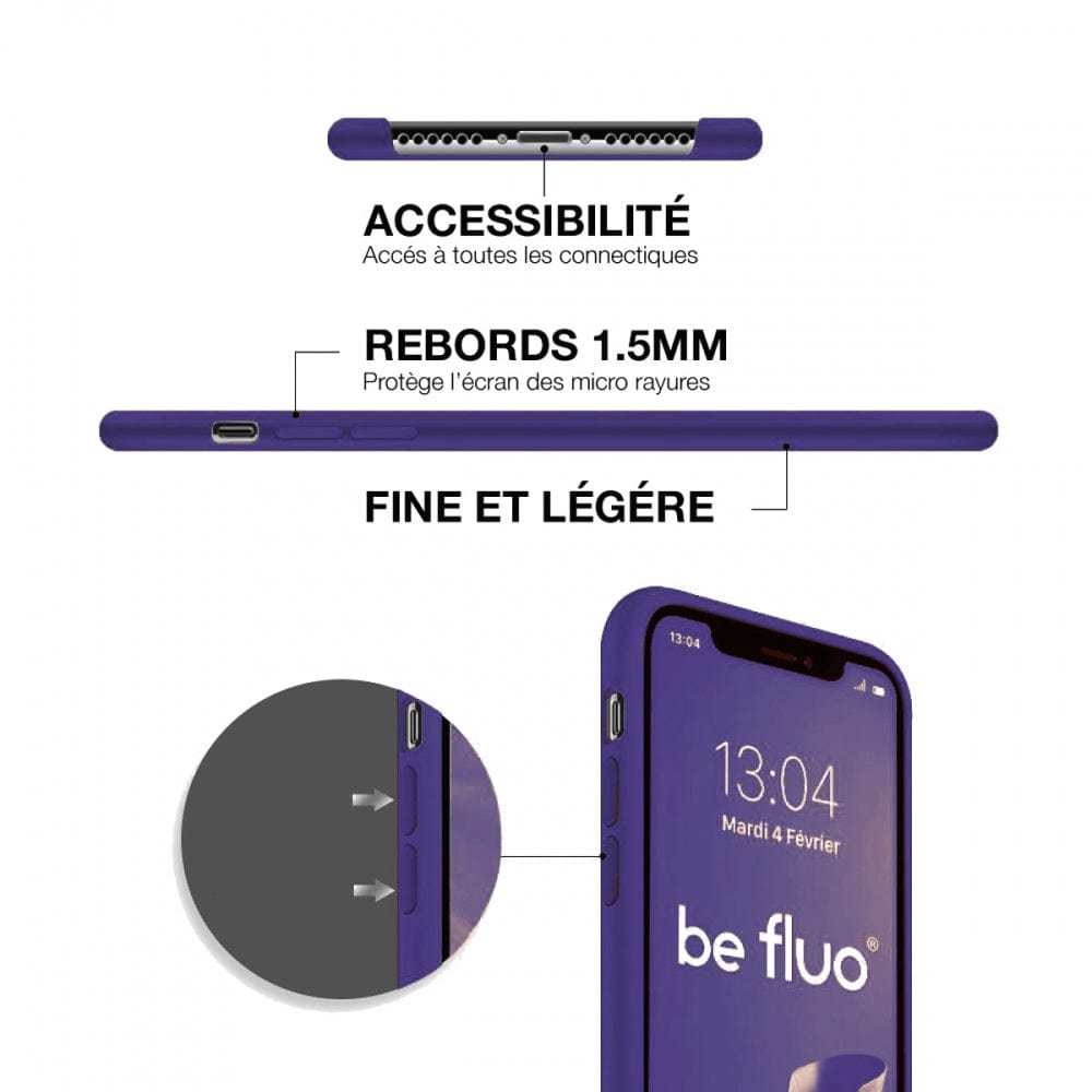 Coque Silicone BeColor Fine et Légère pour iPhone 14 Pro Max, Intérieur Microfibre - Violet - ABYTONPHONE