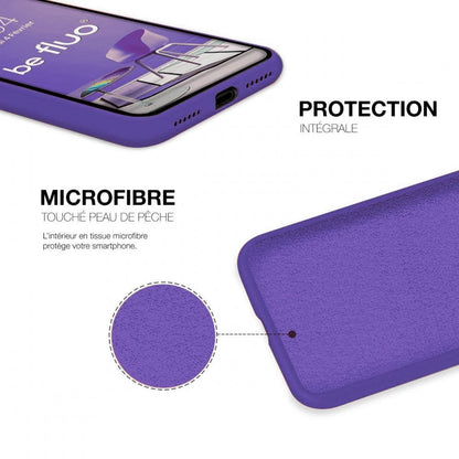 a close up of a purple cell phone 