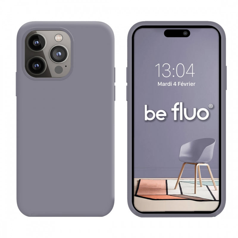 Coque Silicone BeColor Fine et Légère pour iPhone 14 Pro Max, Intérieur Microfibre - Lavande
