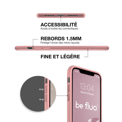 Coque Silicone BeColor Fine et Légère pour iPhone 14 Pro Max , Intérieur Microfibre - Rose Sable