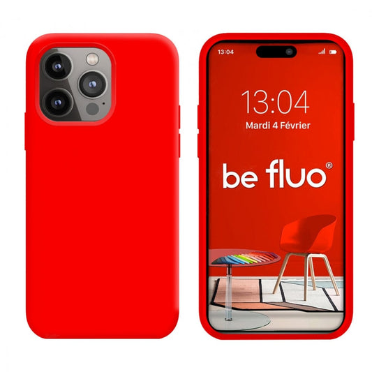 Coque Silicone BeColor Fine et Légère pour iPhone 14 Pro Max, Intérieur Microfibre - Rouge - ABYTONPHONE