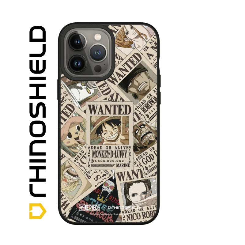 COQUE SOLIDSUIT POUR APPLE IPHONE 13 PRO - NOIR - ONE PIECE - STRAW HAT CREW WANTED - RHINOSHIELD - ABYTONPHONE