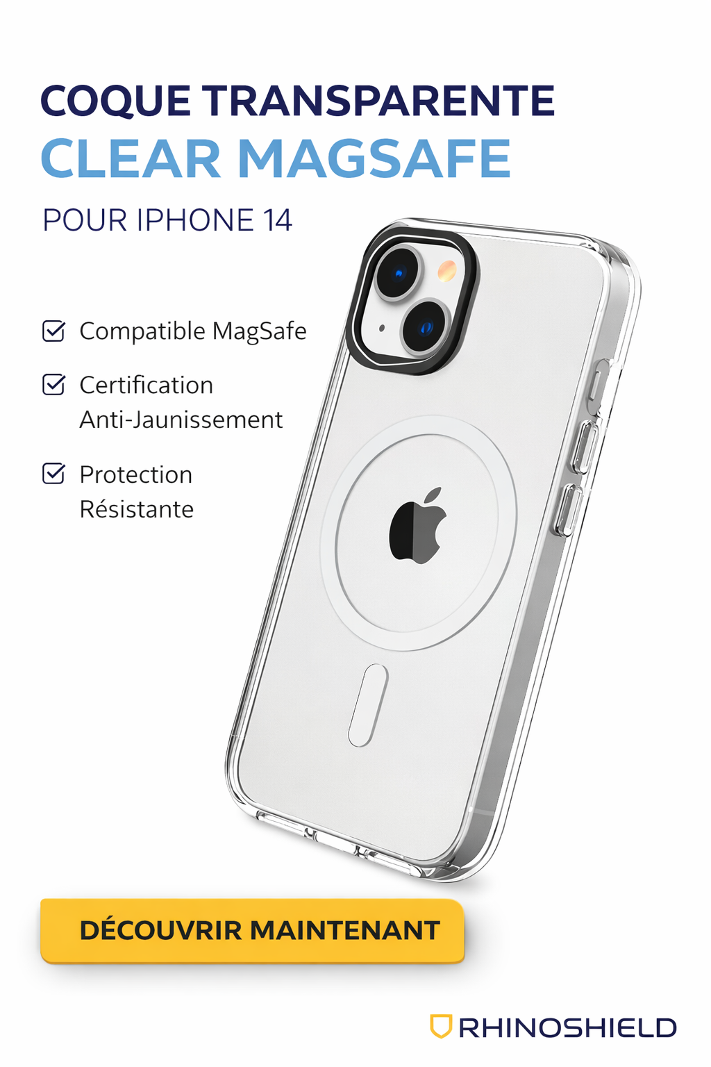 Coque transparente Clear MagSafe pour iPhone 14 Rhinoshield