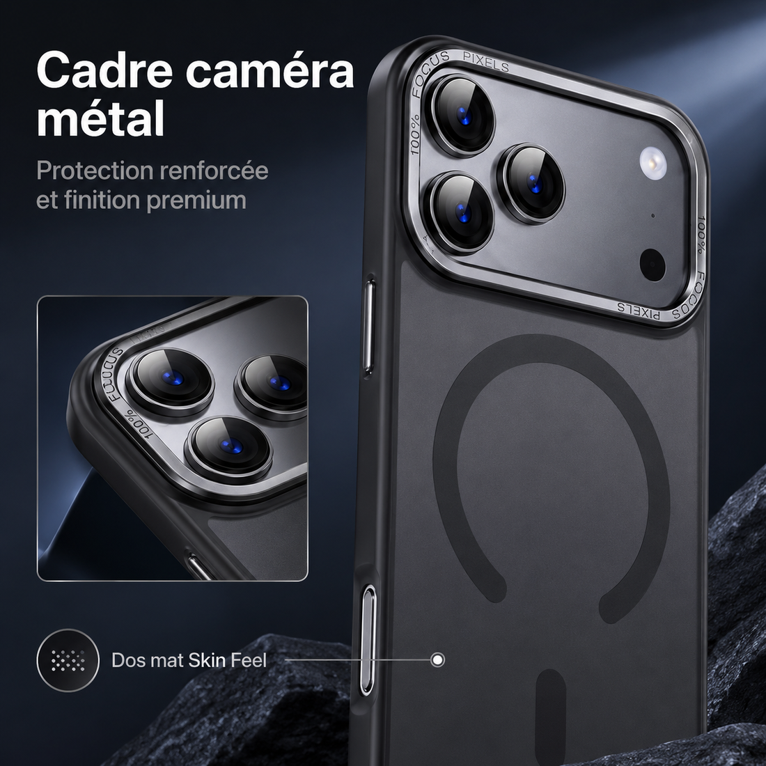 Coque XDcase iPhone 17 Pro avec cadre caméra métallique et dos Skin Feel