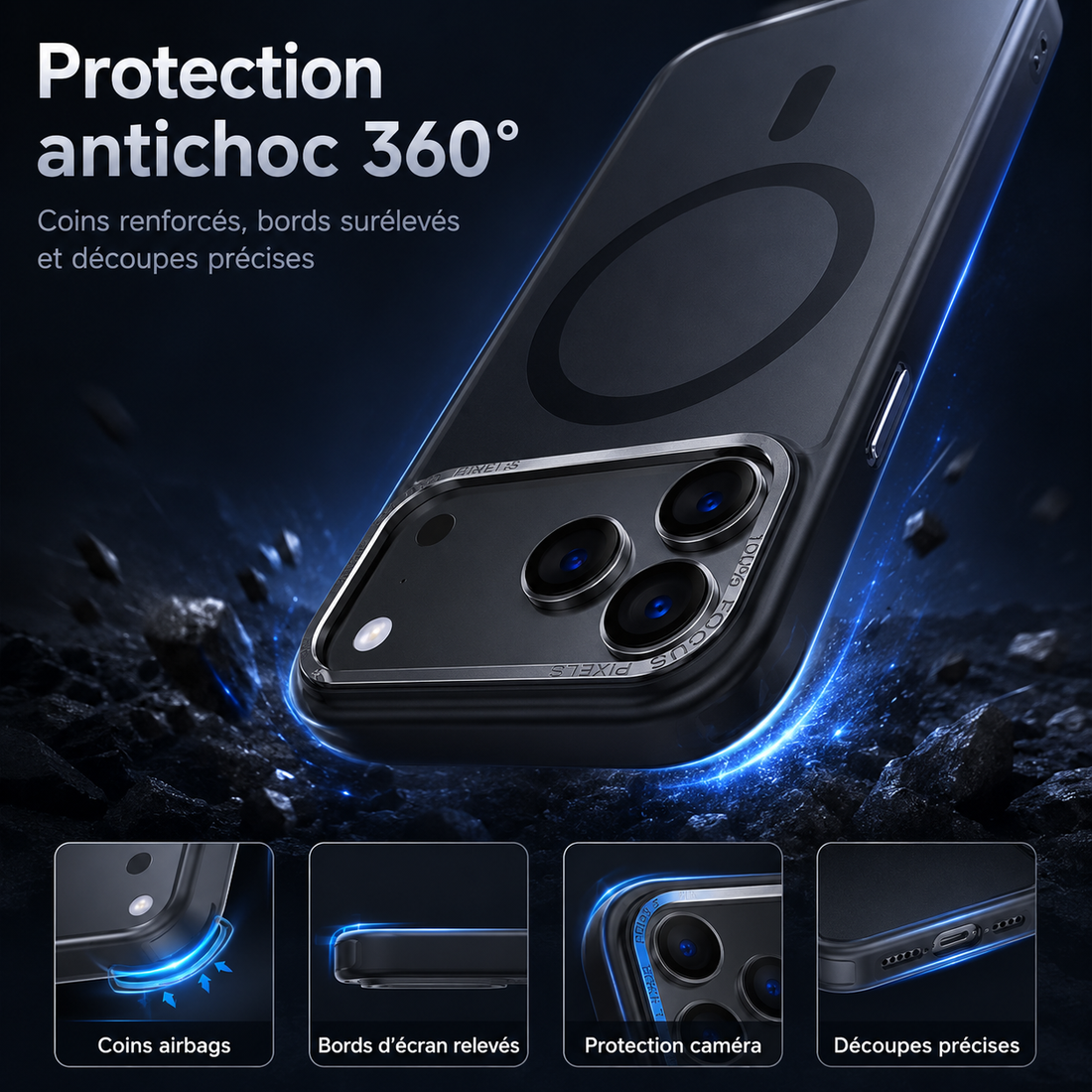 Coque XDcase iPhone 17 Pro protection antichoc 360 degrés avec coins renforcés