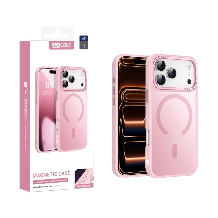 Coque XDcase iPhone 17 Pro magnétique rose avec cadre caméra métal