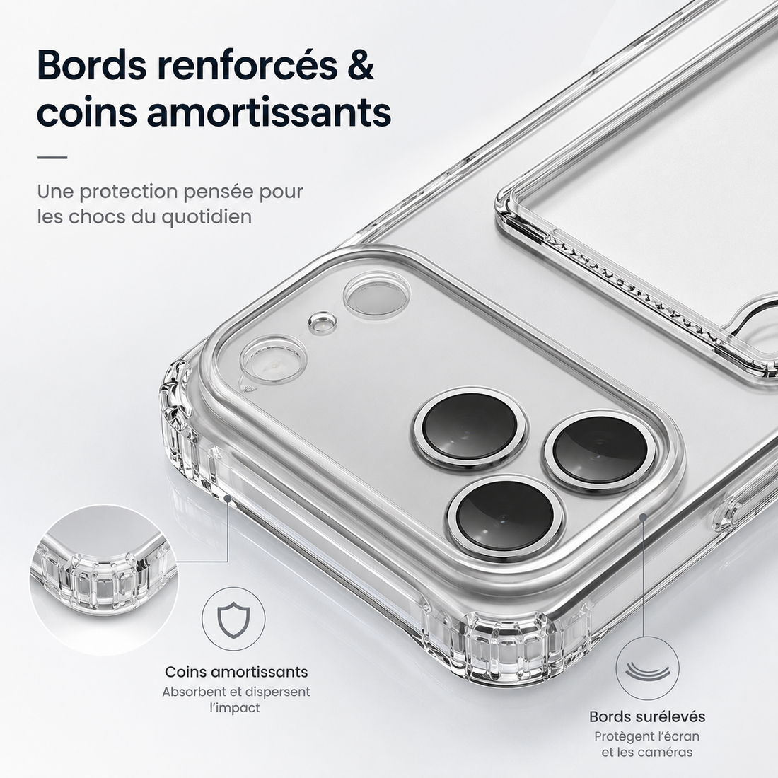 Coque XDcase iPhone 17 Pro TPU transparent avec bords renforcés