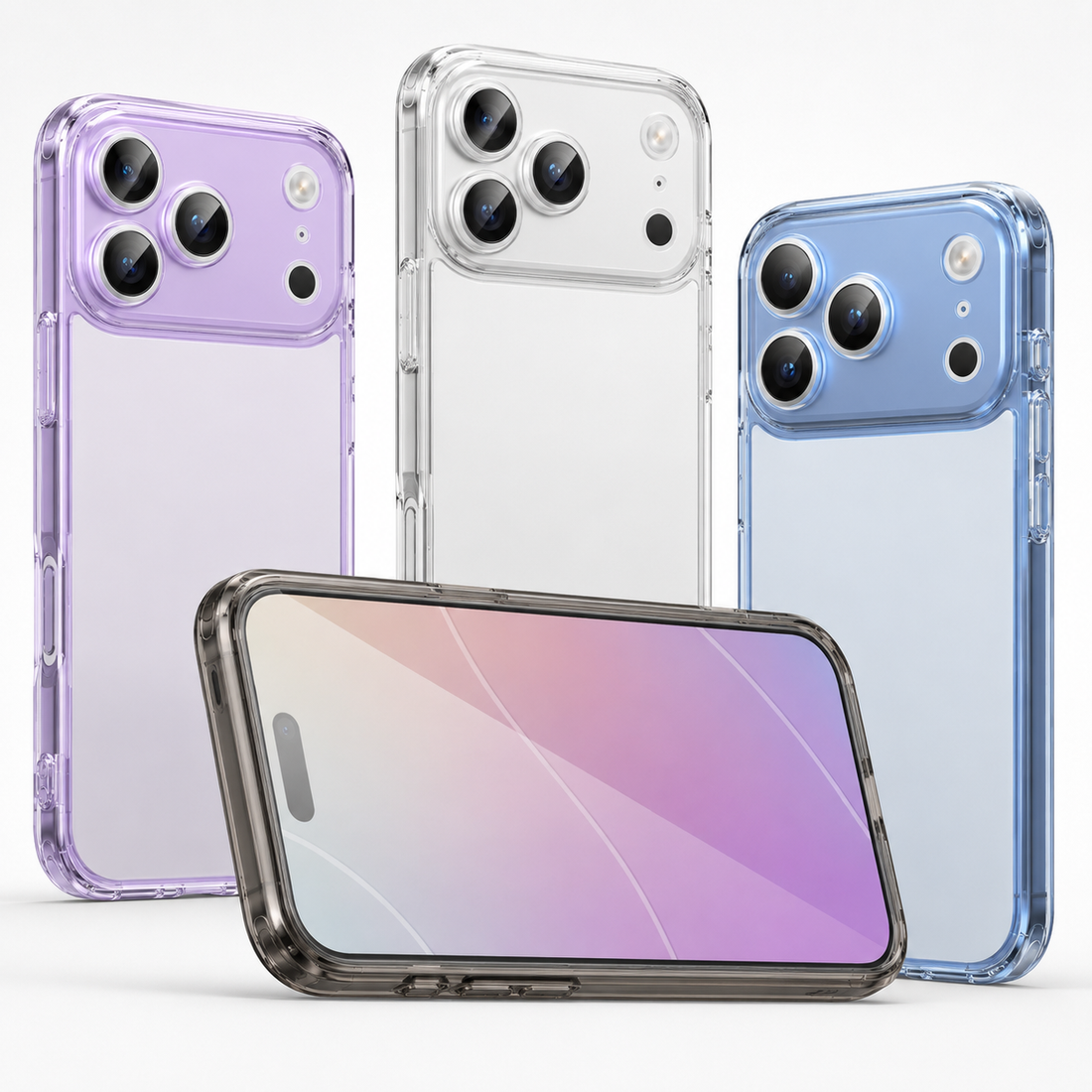 Coque iPhone 17 Pro transparente avec protection caméra et coins renforcés