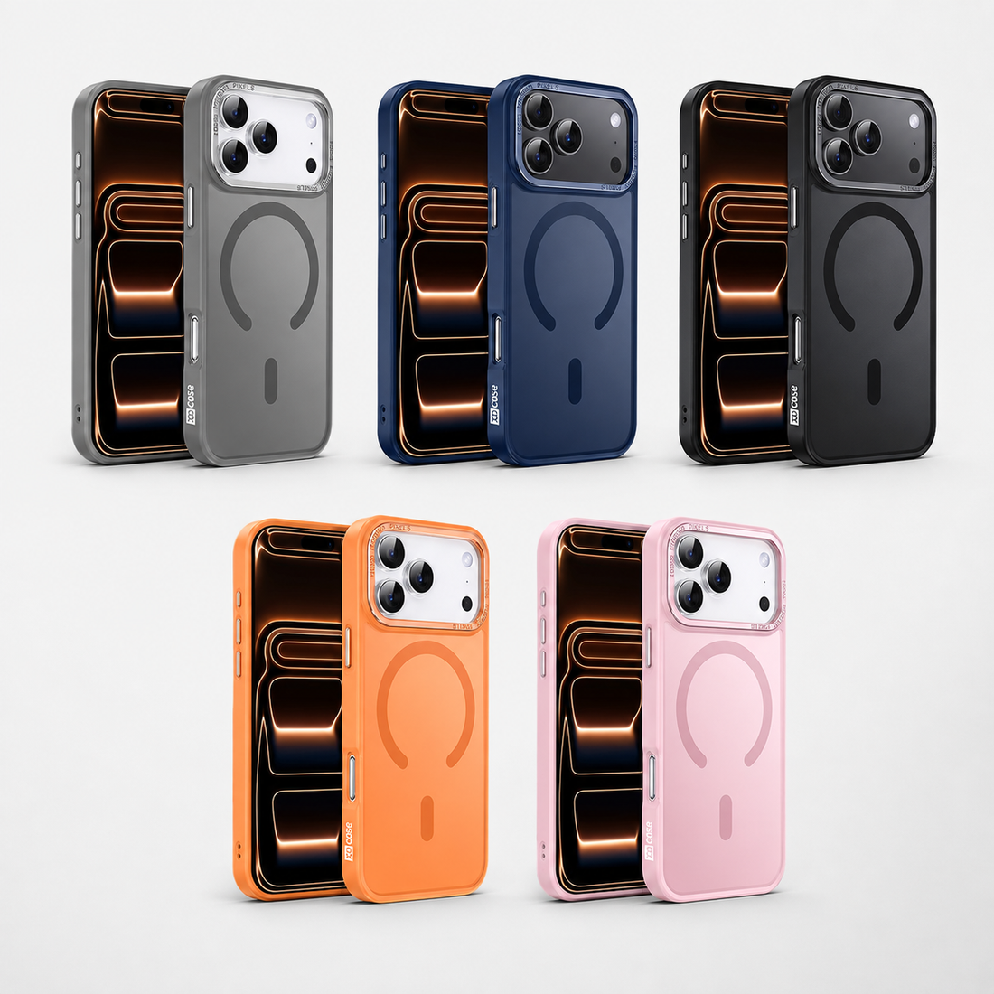 Coques XDcase iPhone 17 Pro Max magnétiques Skin Feel – Gris, Bleu nuit, Noir, Orange et Rose