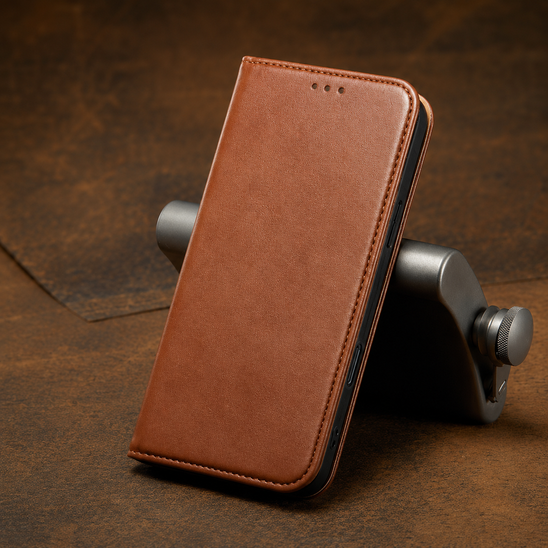 Étui Portefeuille iPhone 17 Pro Max en Cuir Véritable Fierre Shann – Porte-Cartes & Support Vidéo