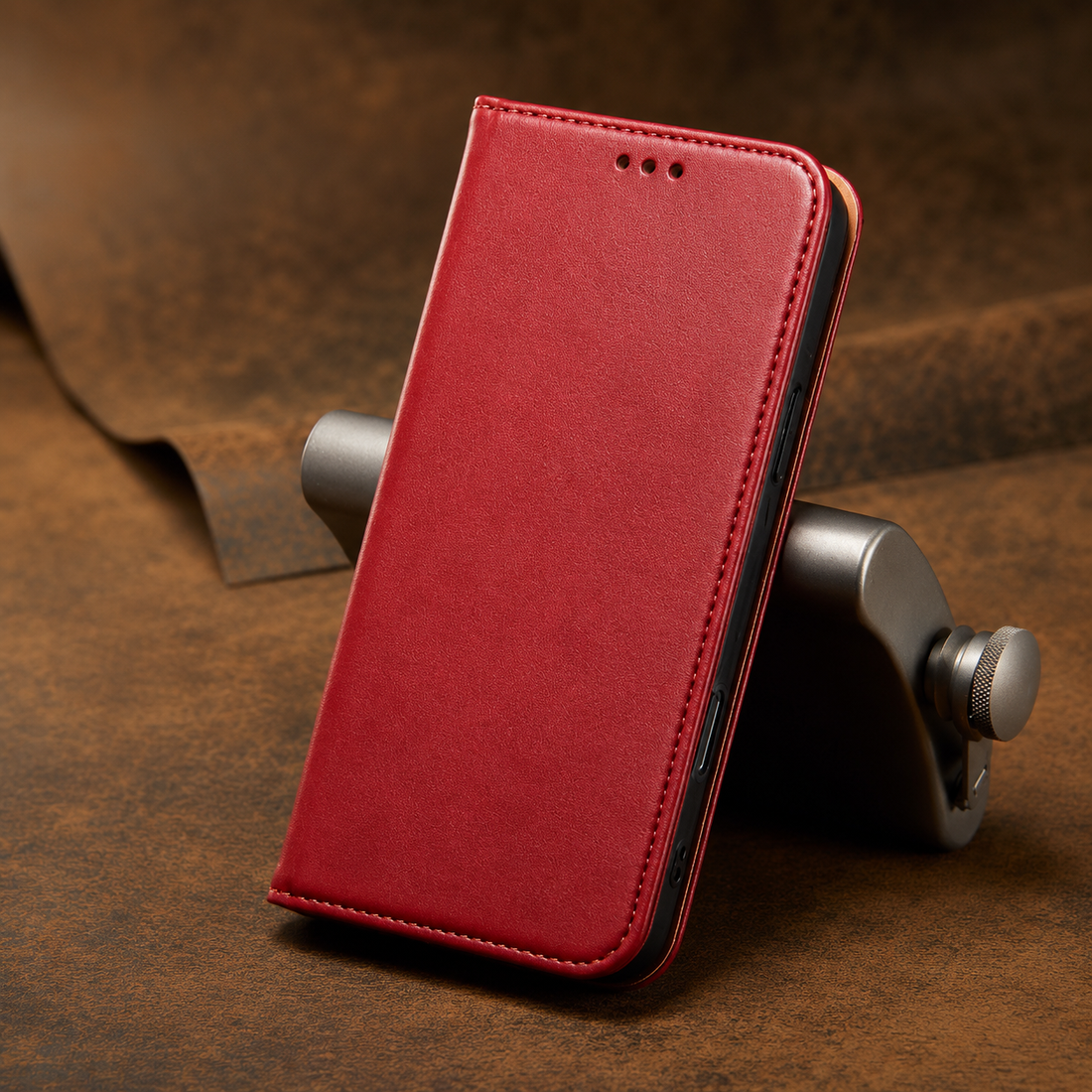 Étui Portefeuille iPhone 17 Pro Max en Cuir Véritable Fierre Shann – Porte-Cartes & Support Vidéo
