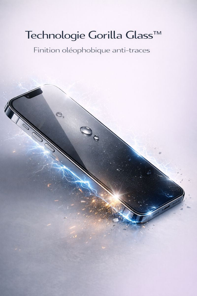 Film anti‑espion en verre trempé 9H pour iPhone 16, haute résistance et confidentialité.
