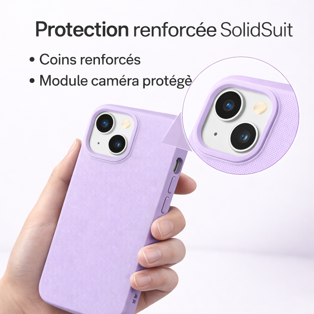 Texture grip antidérapante coque RhinoShield SolidSuit violet lilas pour iPhone 14