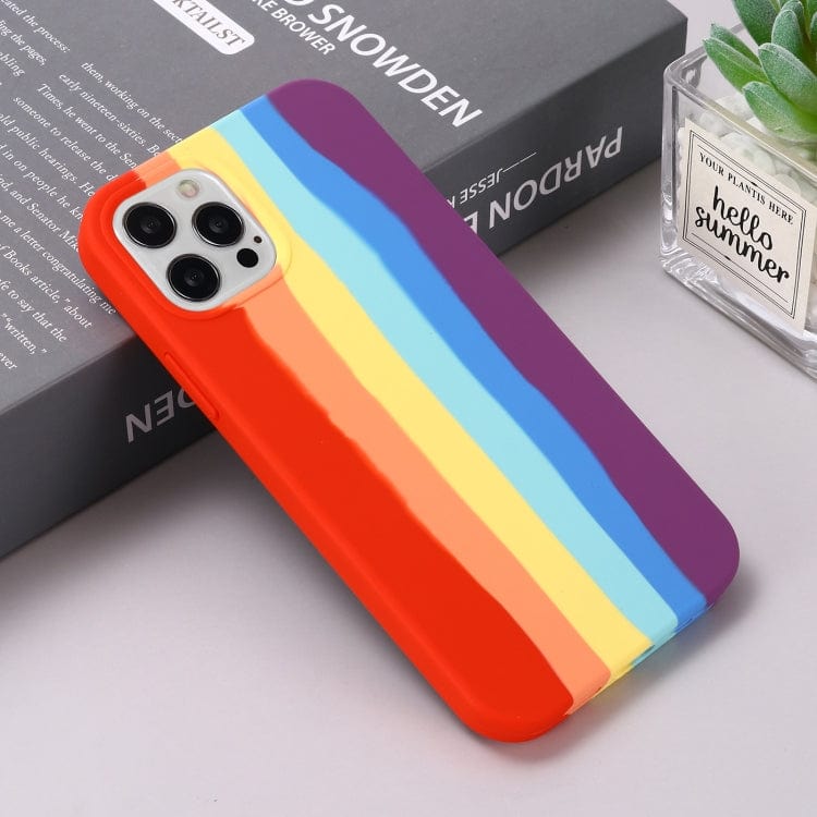 Coque en Silicone Arc En Ciel Multicolore pour iPhone 13 Pro Max, Intérieur Microfibre - ABYTONPHONE