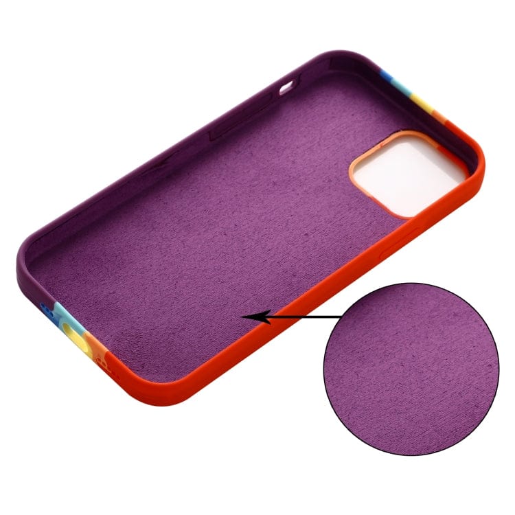 Coque en Silicone Arc En Ciel Multicolore pour iPhone 14 , Intérieur Microfibre - ABYTONPHONE
