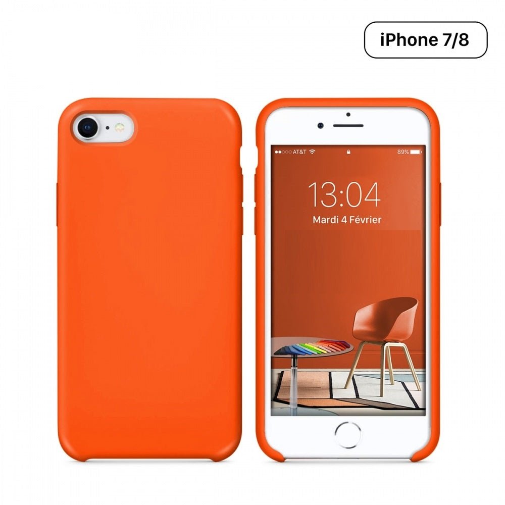 Coque en Silicone BeColor Fine et Légère pour iPhone 7 / 8 / SE 2020 / SE 2022 , Intérieur Microfibre - Orange - ABYTONPHONE